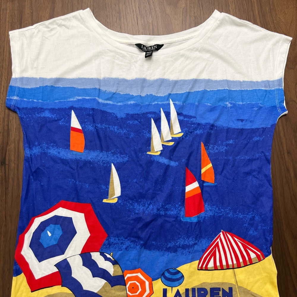 Polo by Ralph Lauren Women's Short Sleeve Tee - Blue and White